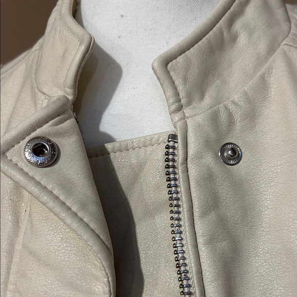 Free People Cream Vegan Leather Bomber Jacket - Picture 8 of 15